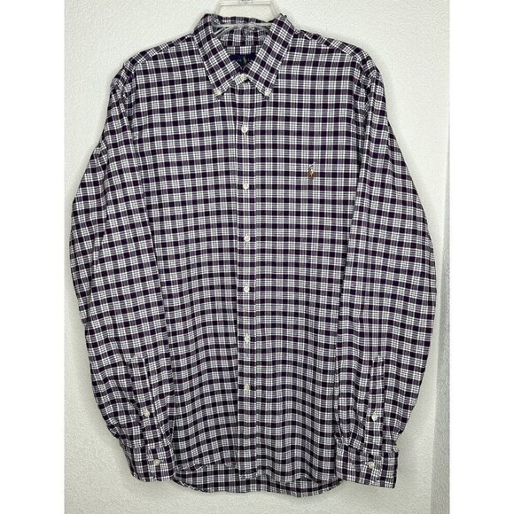 Ralph Lauren Shirt Mens Large Classic Fit Flesh Pony Plaid Button Up Size L - Picture 1 of 10